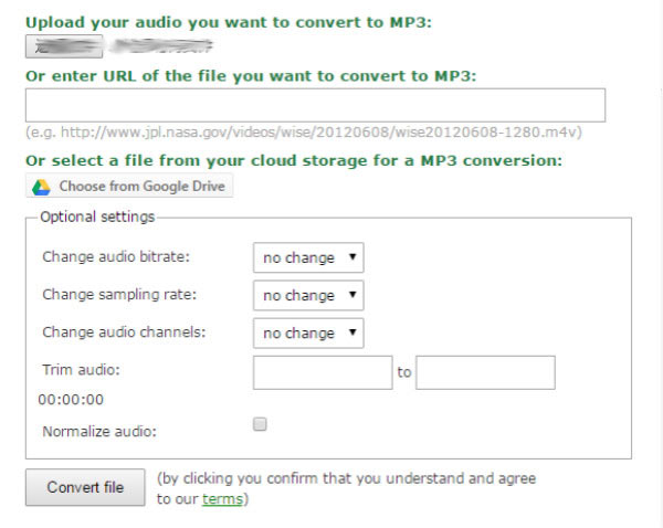 Преобразование AMR в MP3 с помощью онлайн-конвертера музыки